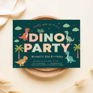 Invitation Dino Party   Jungle Cute Dinosaures 2ème Anniversa