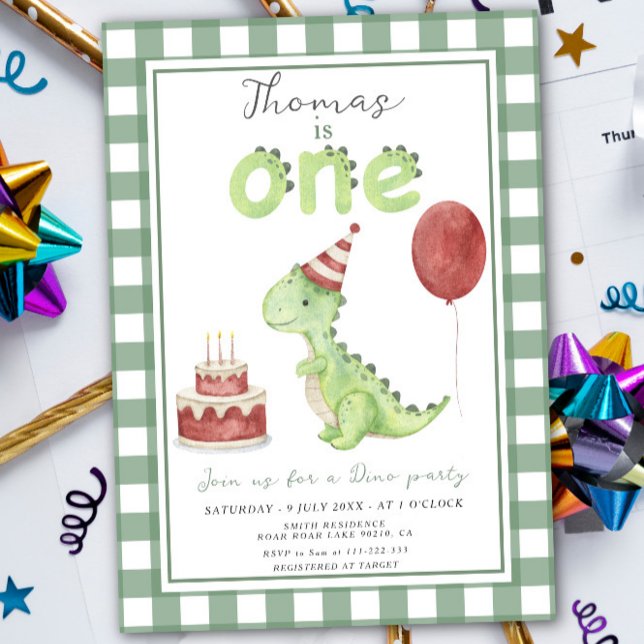 Invitation Dino Party | Premier anniversaire de dinosaure mig (Créateur téléchargé)