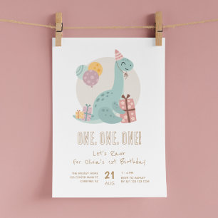 Invitation Dino Party Rawr Cute 1er anniversaire