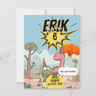 Invitation Dino personnalisée pour les 6 ans de Di