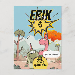 Invitation Dino personnalisée pour les 6 ans de Di