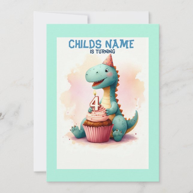 Invitation Dino qui fête ses 4 ans (Devant)