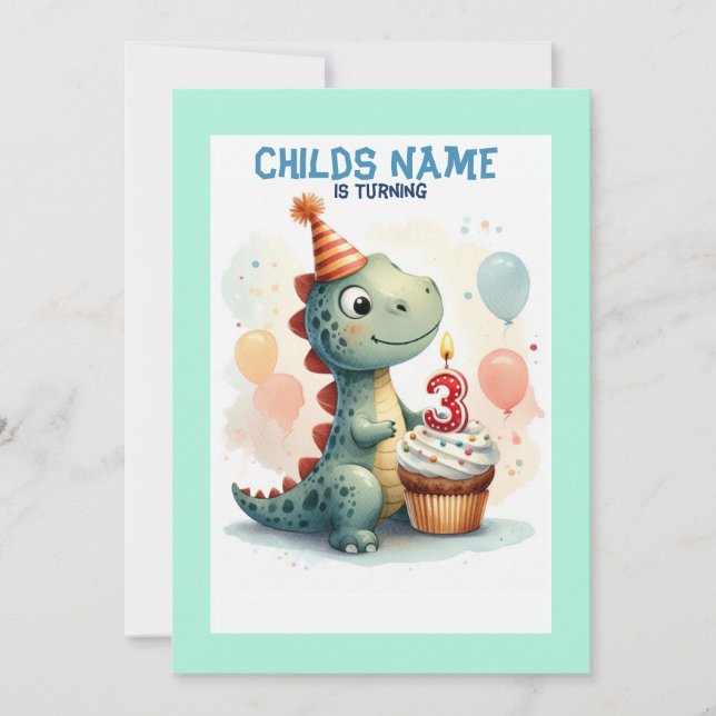 Invitation Dino qui fête son 3ème anniversaire (Devant)