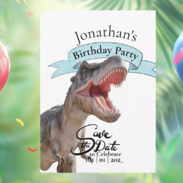 Invitation Dino T Rex, Joyeux garçon d'anniversaire (Roar Into Fun: Dino T Rex Happy Birthday Boy Invitation)