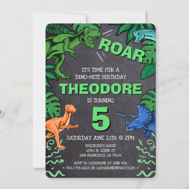 Invitation Dino Trex Jurassic Boy Dinosaur Anniversaire (Devant)
