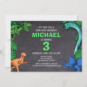 Invitation Dino Trex Jurassic Boy Dinosaur Anniversaire