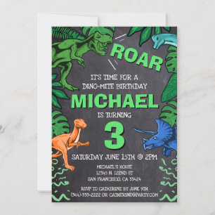 Invitation Dino Trex Jurassic Boy Dinosaur Anniversaire