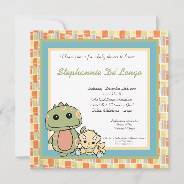 Invitation Dinos Jouer Dinosaures T Rex Baby shower Invitatio (Devant)