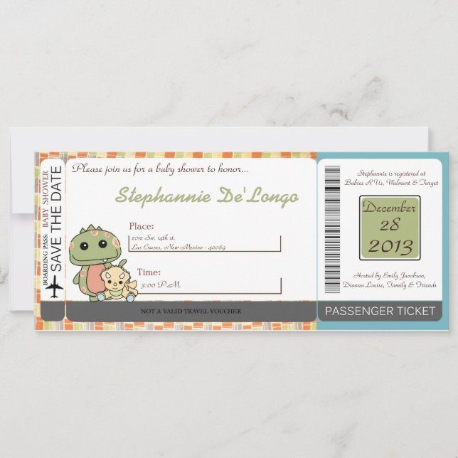 Invitation Dinos Jouer Dinosaures T Rex Baby shower Invitatio (Devant)