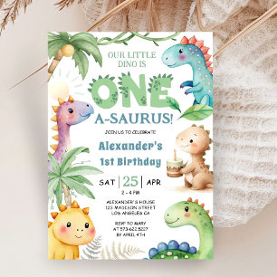 Invitation Dinosaur 1er Anniversaire Cute Boy Dinos Invitatio