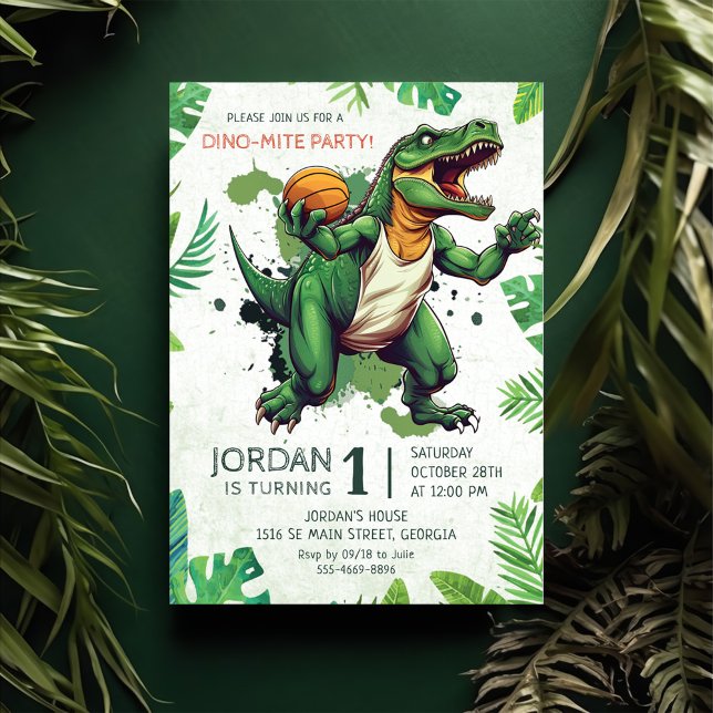 Invitation Dinosaur 1er anniversaire Dino-mite Party (Créateur téléchargé)