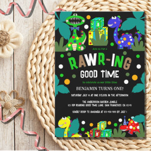 Invitation Dinosaur 1er anniversaire fête