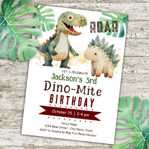Invitation Dinosaur 3e aquarelle d'anniversaire