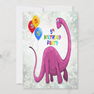 Invitation Dinosaur 5e fête d'anniversaire