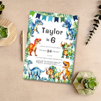 Invitation Dinosaur 6e anniversaire