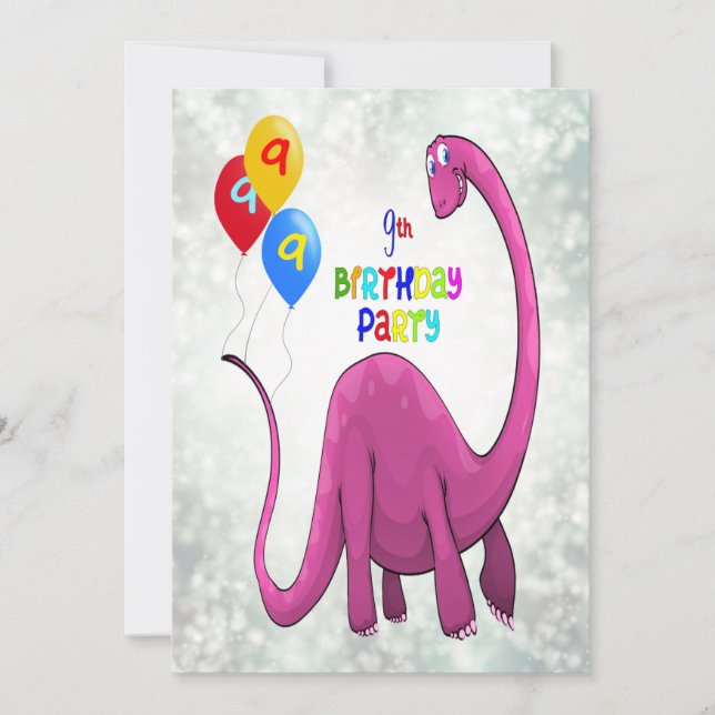 Invitation Dinosaur 9e fête d'anniversaire (Devant)