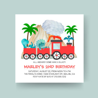 Invitation Dinosaur Adventure Train fête d'anniversaire