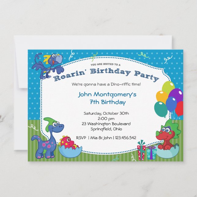 Invitation Dinosaur Anniversaire de Bash Costume Party (Devant)