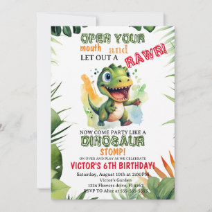 Invitation Dinosaur Anniversaire de enfant Dino Trex Boy