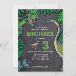 Invitation Dinosaur Anniversaire de enfant Dino Trex Chalkboa