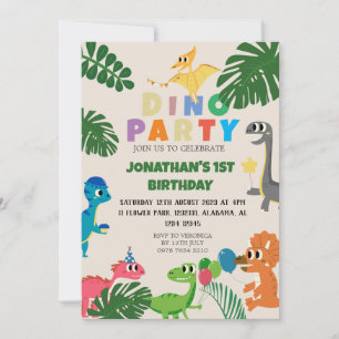 Invitation Dinosaur Anniversaire Simple mignonne Premier anni