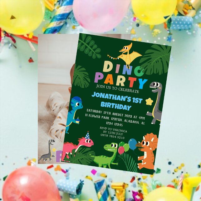Invitation Dinosaur Anniversaire Simple Premier anniversaire  (Créateur téléchargé)