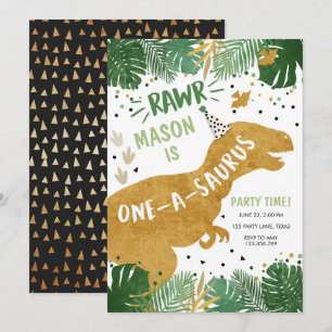 Invitation Dinosaur Anniversaire T-Rex Boy 1er Anniversaire