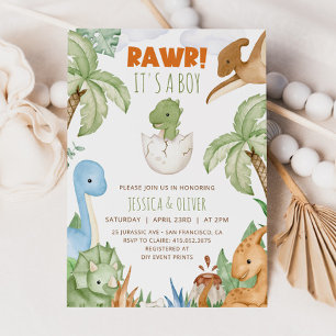 Invitation DINOSAUR Baby shower Invitation, Baby shower Dino