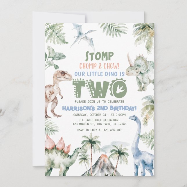 Invitation Dinosaur Boy Dino fête d'anniversaire (Devant)