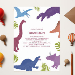 Invitation Dinosaur Cute Dino Enfant fête d'anniversaire