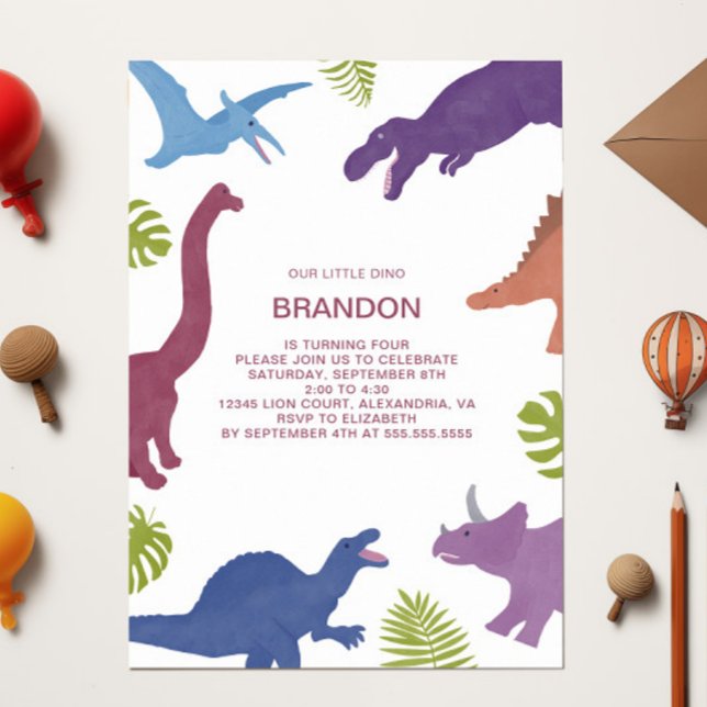 Invitation Dinosaur Cute Dino Enfant fête d'anniversaire (Créateur téléchargé)