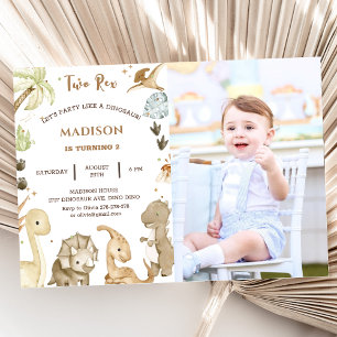 Invitation Dinosaur Deux Rex 2e fête d'anniversaire