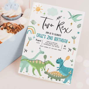 Invitation Dinosaur Deux Rex 2e fête d'anniversaire