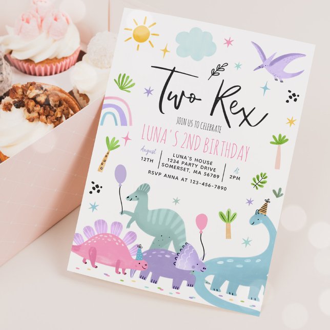Invitation Dinosaur Deux Rex 2e fête d'anniversaire (Créateur téléchargé)