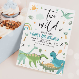 Invitation Dinosaur deux Wild 2e fête d'anniversaire