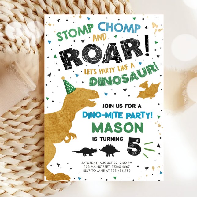 Invitation Dinosaur Dino Dig Boy T-Rex fête d'anniversaire (Créateur téléchargé)