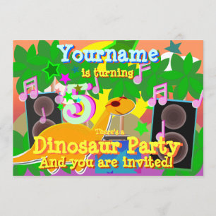 Invitation Dinosaur DJ Party 5e anniversaire Cool