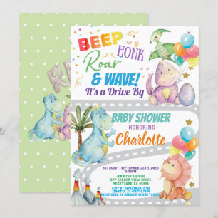 Invitation Dinosaur Drive À Travers Le Baby shower