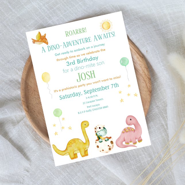 Invitation Dinosaur Enfants 3e anniversaire (Créateur téléchargé)