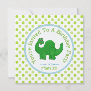 Invitation Dinosaur Et Polka Dot :Invitation de la fête
