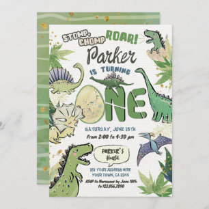 Invitation Dinosaur Fête à thème 1er anniversaire
