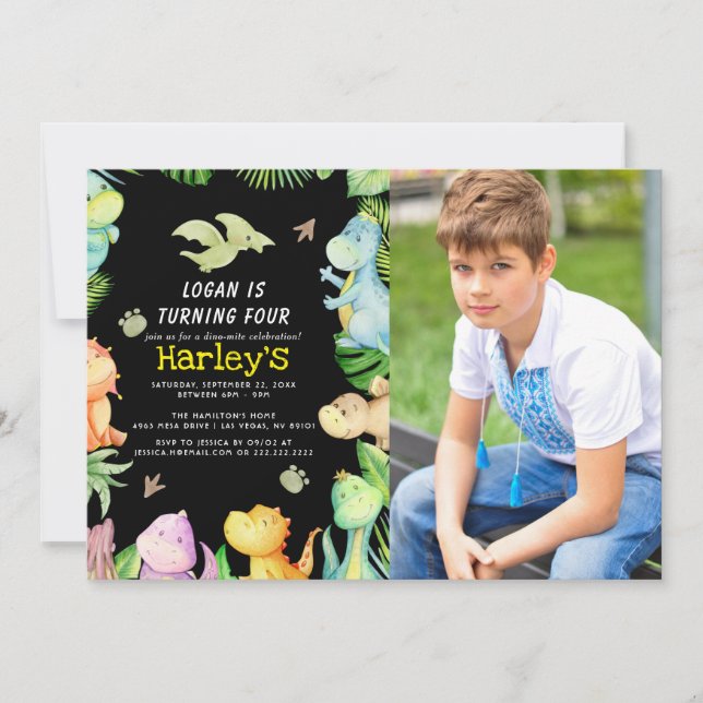 Invitation Dinosaur fête d'anniversaire (Devant)