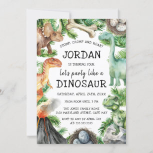 Invitation Dinosaur fête d'anniversaire