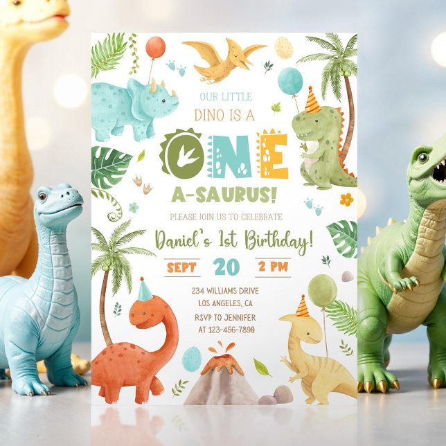 Invitation Dinosaur fête d'anniversaire 1er anniversaire prem (Créateur téléchargé)
