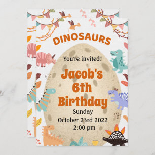 Invitation Dinosaur fête d'anniversaire avec gros Oeuf Dino P