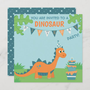Invitation Dinosaur fête d'anniversaire, mignon dessin animé