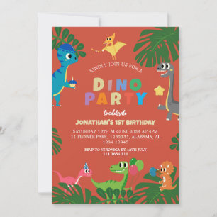 Invitation Dinosaur fête d'anniversaire premier anniversaire