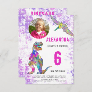 Invitation Dinosaur Filles Anniversaire Photo