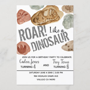 Invitation Dinosaur fossile joint enfant anniversaire invitat