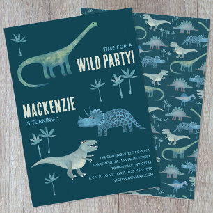 Invitation Dinosaur garçons Anniversaire de enfant Party Dark
